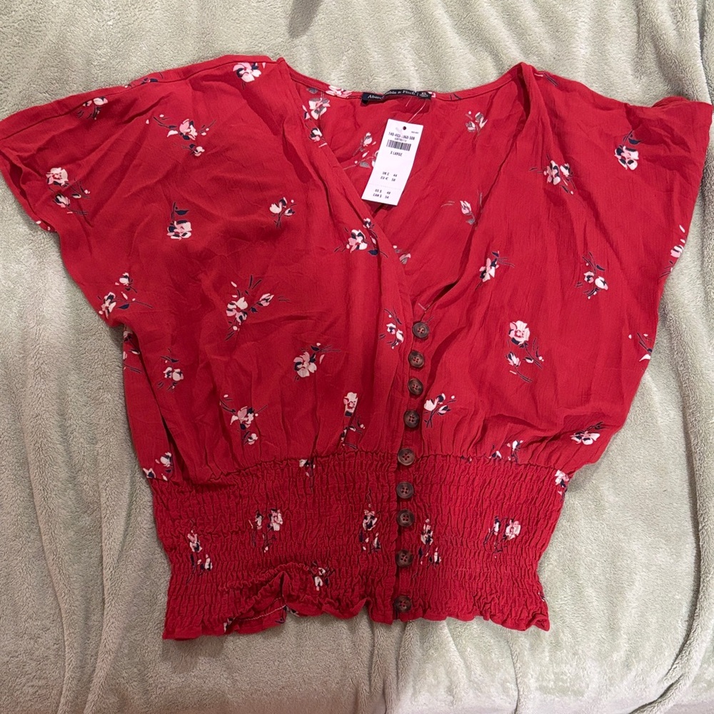 Abercrombie & Fitch Red Floral Blouse